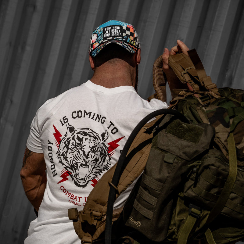 Load image into Gallery viewer, Pray Hard. Lift Heavy. Stay Deadly. Patch Waterproof Weekender Snapback