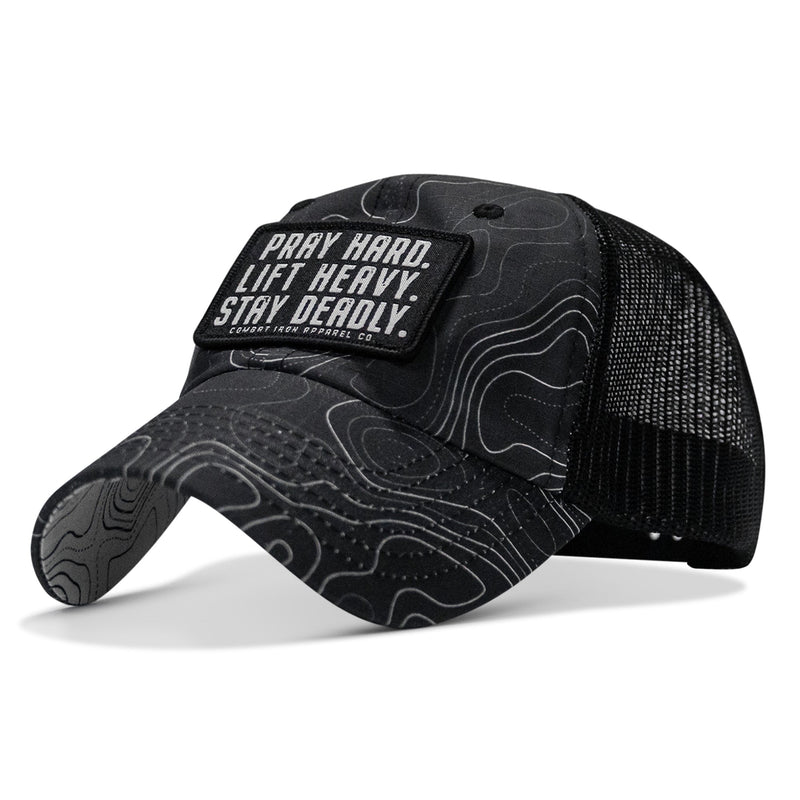 Load image into Gallery viewer, Pray Hard. Lift Heavy. Stay Deadly. Patch Tactical Ripstop Mesh Snapback Hat