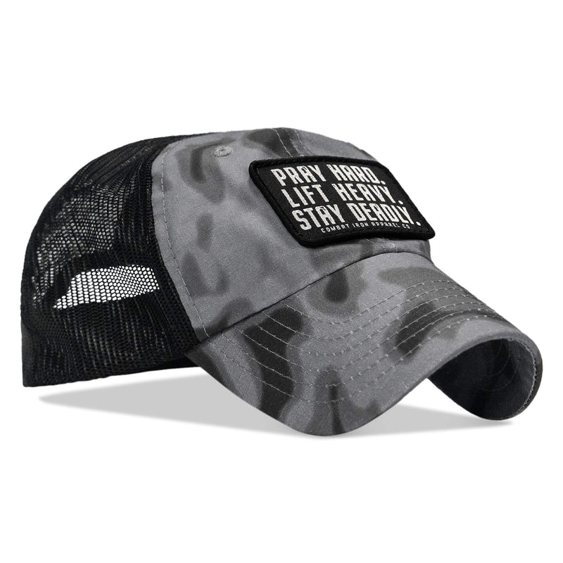 Load image into Gallery viewer, Pray Hard. Lift Heavy. Stay Deadly. Patch Tactical Ripstop Mesh Snapback Hat