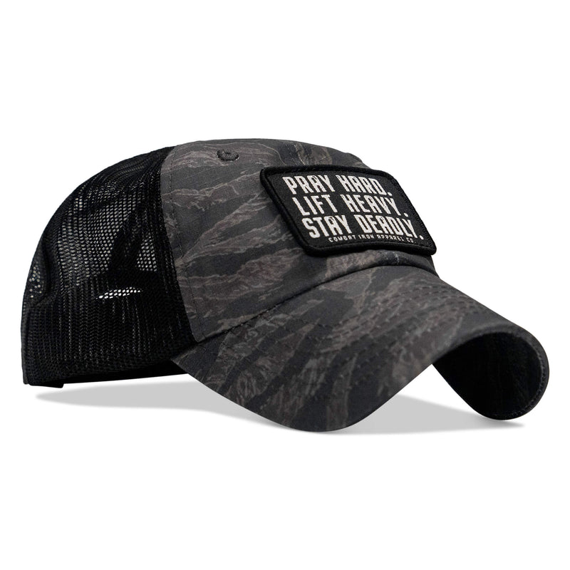 Load image into Gallery viewer, Pray Hard. Lift Heavy. Stay Deadly. Patch Tactical Ripstop Mesh Snapback Hat
