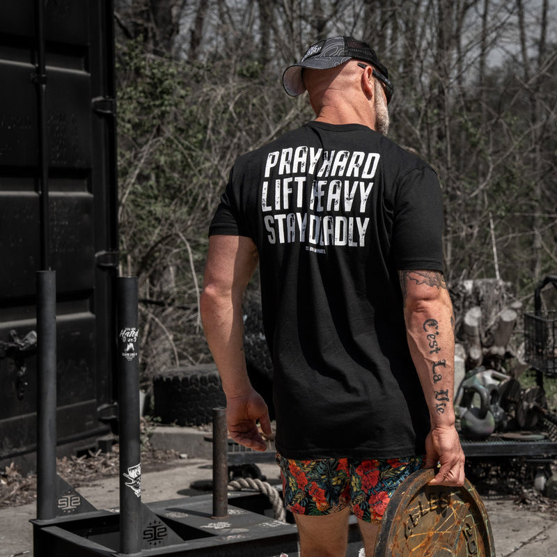 Load image into Gallery viewer, Pray Hard. Lift Heavy. Stay Deadly. V2 Men's T-Shirt