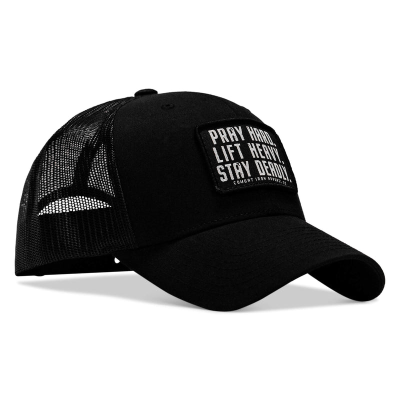 Load image into Gallery viewer, Pray Hard. Lift Heavy. Stay Deadly. Patch Snapback