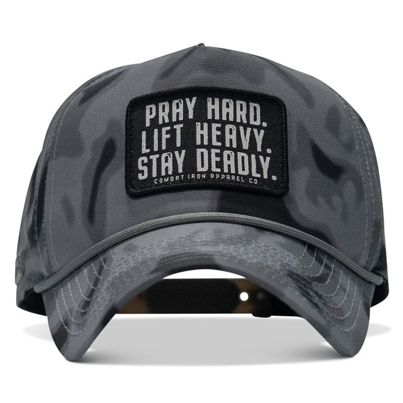 Load image into Gallery viewer, Pray Hard. Lift Heavy. Stay Deadly. Patch Waterproof Weekender Snapback