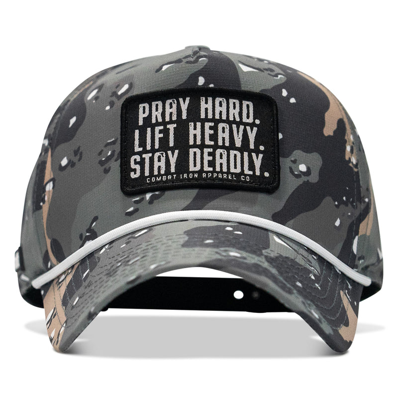 Load image into Gallery viewer, Pray Hard. Lift Heavy. Stay Deadly. Patch Waterproof Weekender Snapback