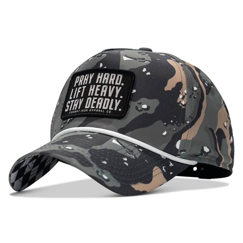 Load image into Gallery viewer, Pray Hard. Lift Heavy. Stay Deadly. Patch Waterproof Weekender Snapback