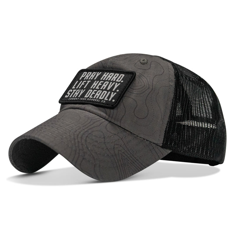 Load image into Gallery viewer, Pray Hard. Lift Heavy. Stay Deadly. Patch Tactical Ripstop Mesh Snapback Hat