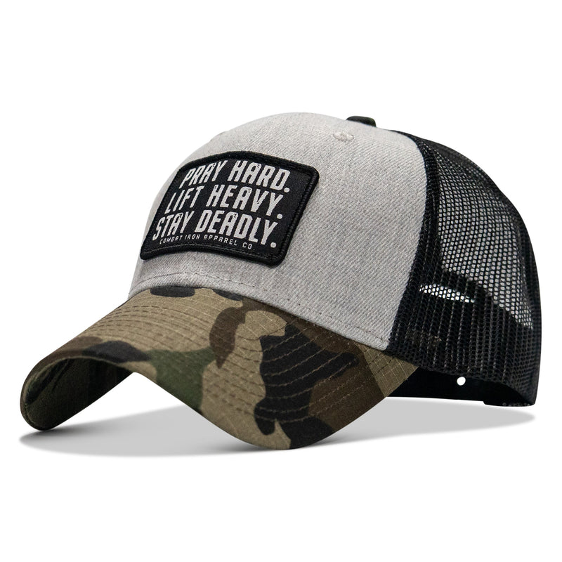 Load image into Gallery viewer, Pray Hard. Lift Heavy. Stay Deadly. Patch Snapback