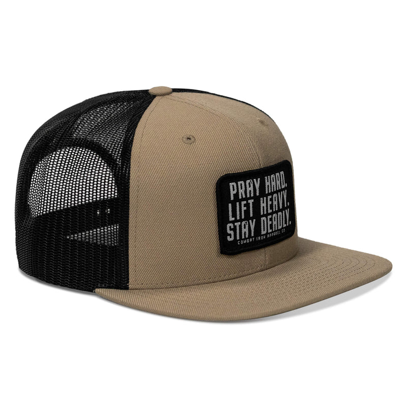 Load image into Gallery viewer, Pray Hard. Lift Heavy. Stay Deadly. Flat Bill SnapBack Hat