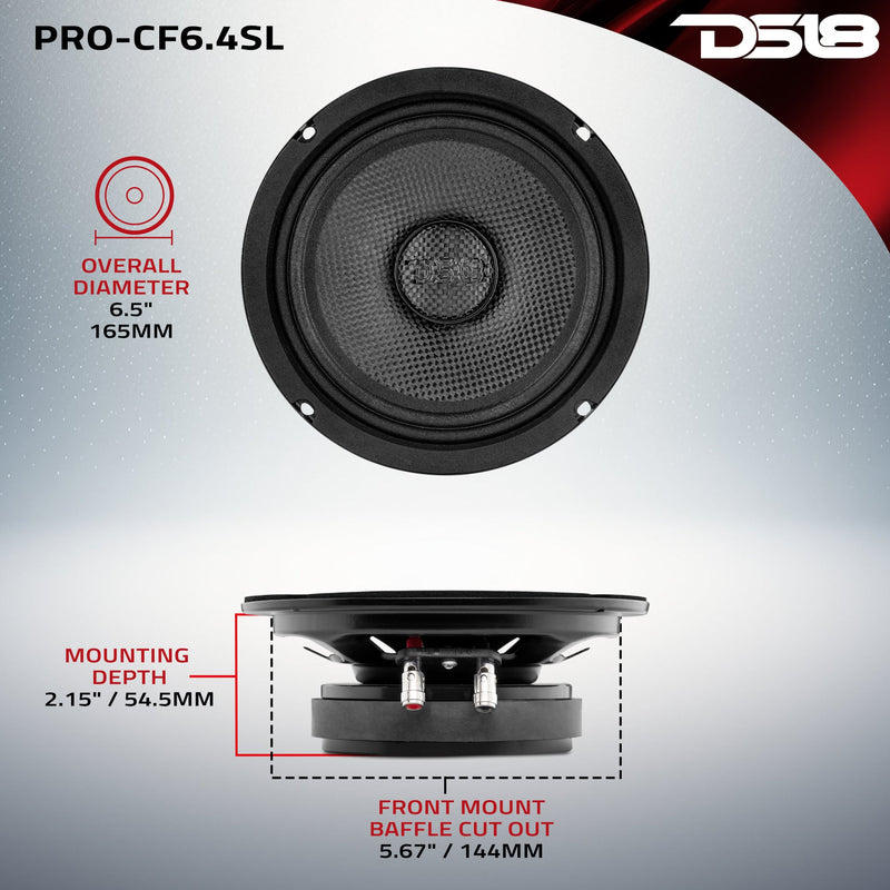 Load image into Gallery viewer, PRO 6.5” Shallow Mid-Bass Loudspeaker with Carbon Fiber Water-Resistant Cone | 250W RMS 4-Ohm