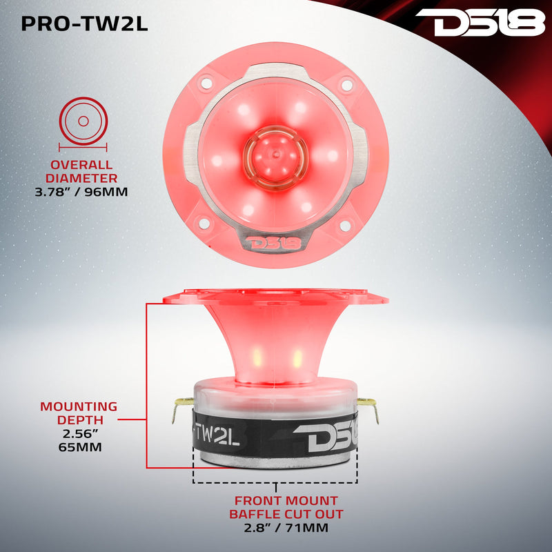 Load image into Gallery viewer, 3.8" Super Bullet Tweeter 120 Watts 1" Aluminum 4-Ohm Vc with RGB LED Lights