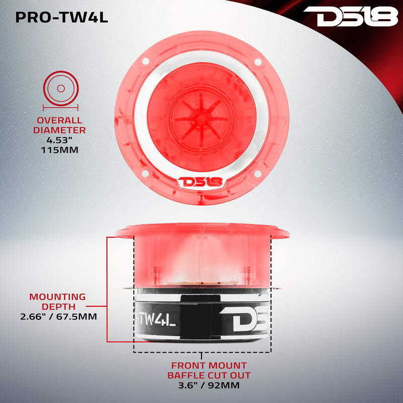 Load image into Gallery viewer, 4.5" Super Bullet Tweeter 280 Watts 1.75" Titanium 4-Ohm Vc with RGB LED Lights