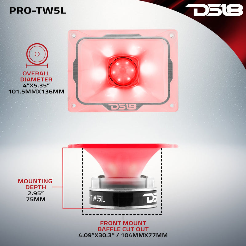 Load image into Gallery viewer, 4" x 5.35" Super Bullet Tweeter 250 Watts 1.5" Aluminum 4-Ohm Vc with RGB LED Lights