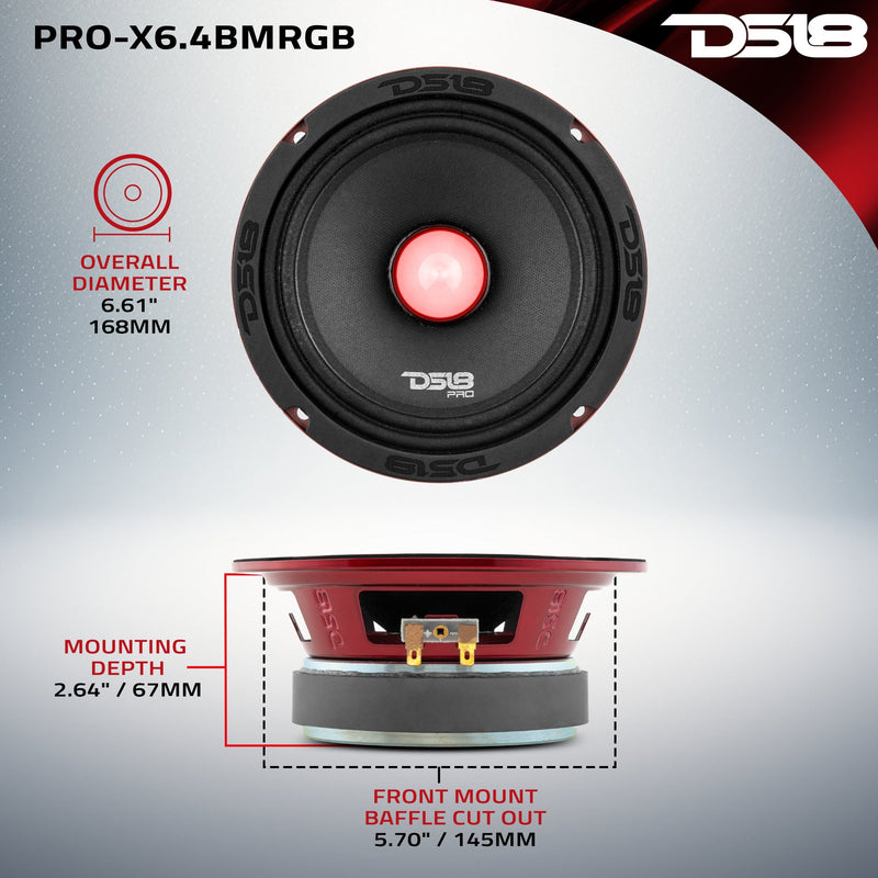 Load image into Gallery viewer, PRO-X 6.5" Mid-Range Loudspeaker with RGB Light Bullet 250 Watts Rms 4-Ohm