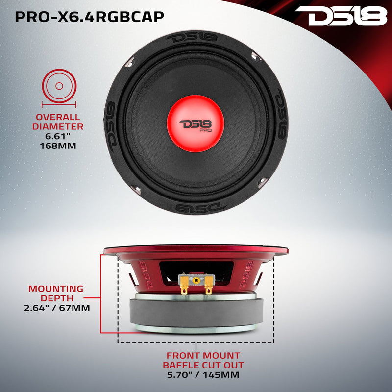 Load image into Gallery viewer, PRO-X 6.5" Mid-Range Loudspeaker with RGB Light Dust Cap 250 Watts Rms 4-Ohm