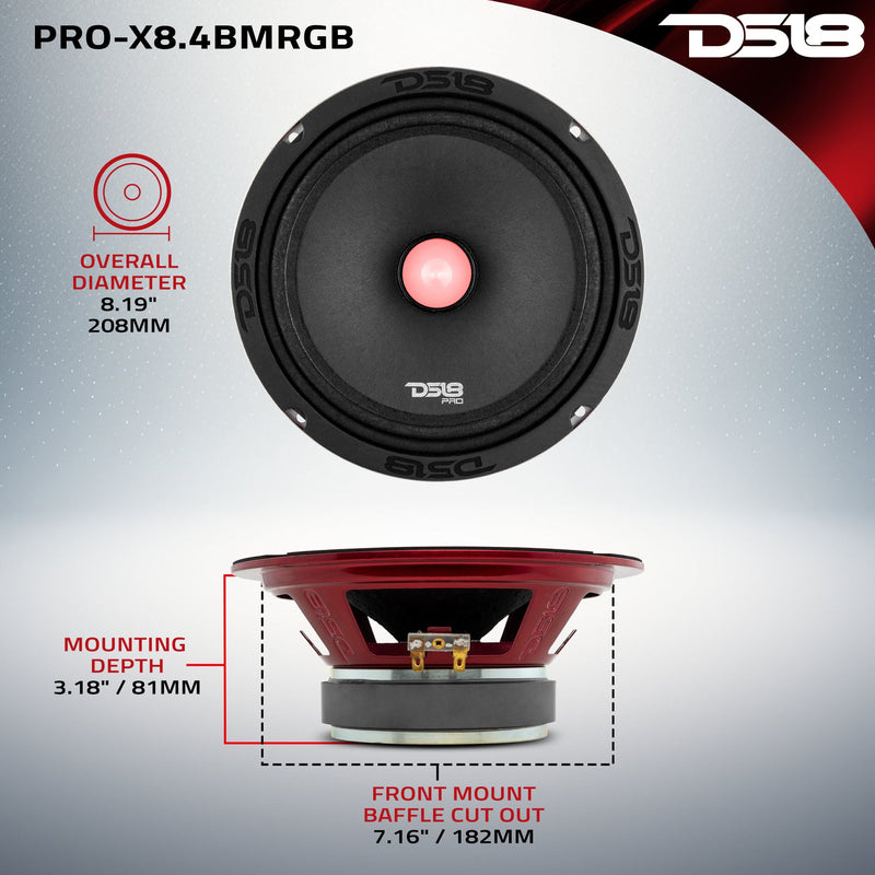 Load image into Gallery viewer, PRO-X 8" Mid-Range Loudspeaker with RGB Light Bullet 275 Watts Rms 4-Ohm