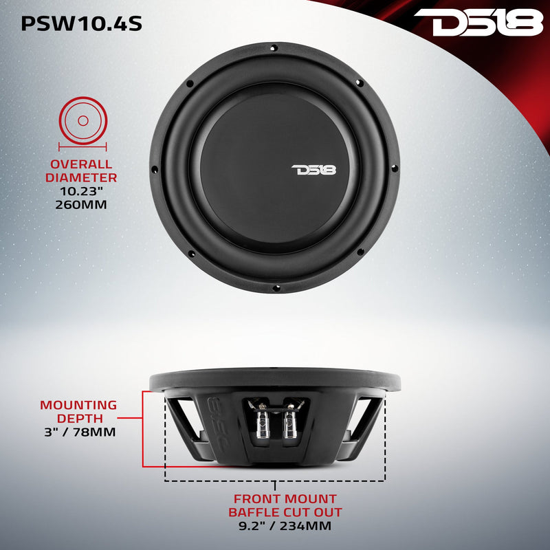 Load image into Gallery viewer, PS Shallow-Mount Water Resistant 10" Subwoofer | 500W RMS Single Voice Coil 4-Ohm