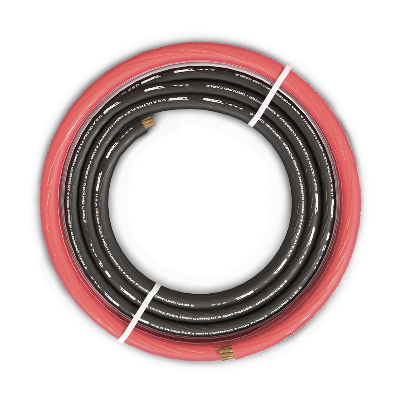 Load image into Gallery viewer, 8-GA Ultra Flex OFC Ground Power Cable 5 Ft Black and 20 Ft Red Kit