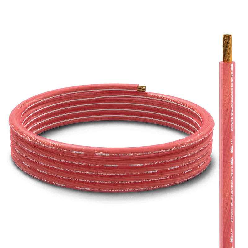Load image into Gallery viewer, 8-GA Ultra Flex OFC Ground Power Cable 5 Ft Black and 20 Ft Red Kit