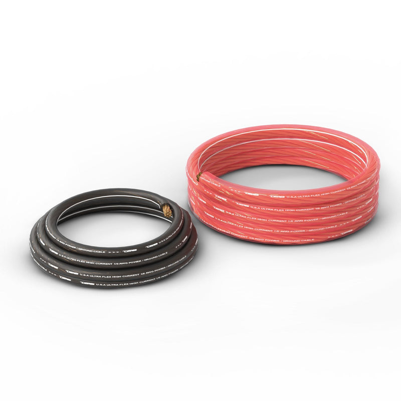 Load image into Gallery viewer, 1/0-GA Ultra Flex OFC Ground Power Cable 5 Ft Black and 20 Ft Red Kit