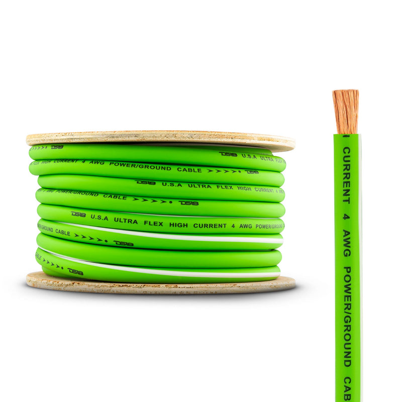 Load image into Gallery viewer, DS18 PW-OFC4GA-50YGR 4-GA Ultra Flex 100% OFC Ground, Power Cable, 50 Feet, Green