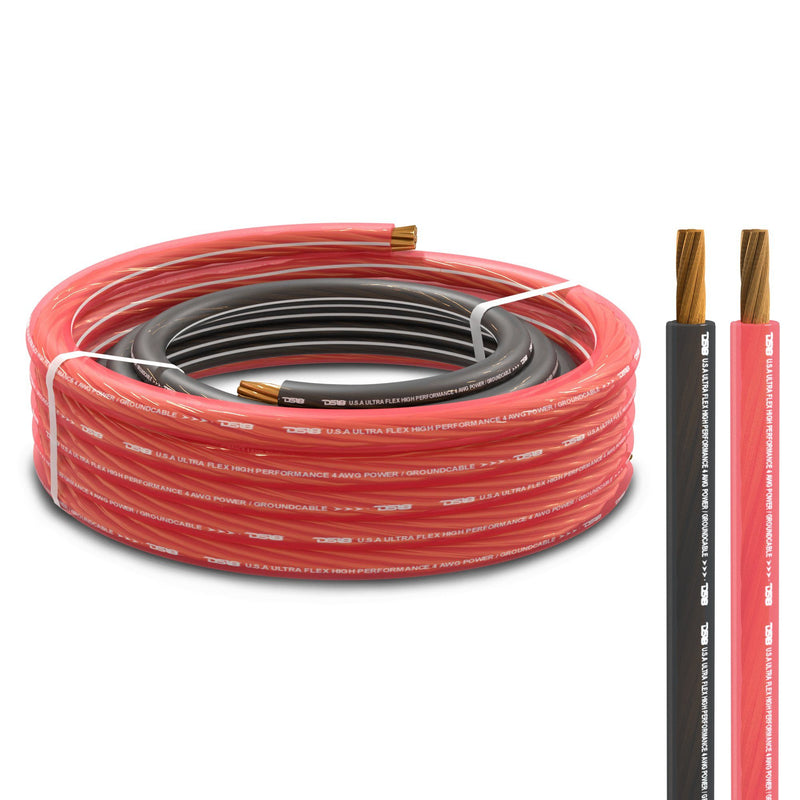 Load image into Gallery viewer, 4-GA Ultra Flex OFC Ground Power Cable 5 Ft Black and 20 Ft Red Kit
