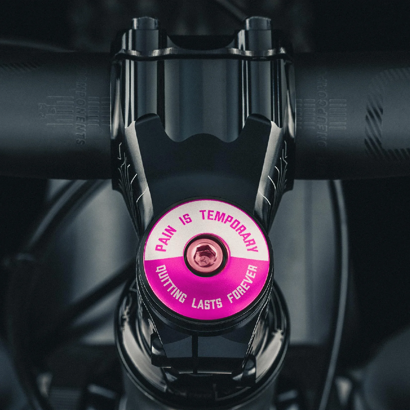Load image into Gallery viewer, Pain is Temporary - Quitting Lasts Forever Bicycle Headset Cap