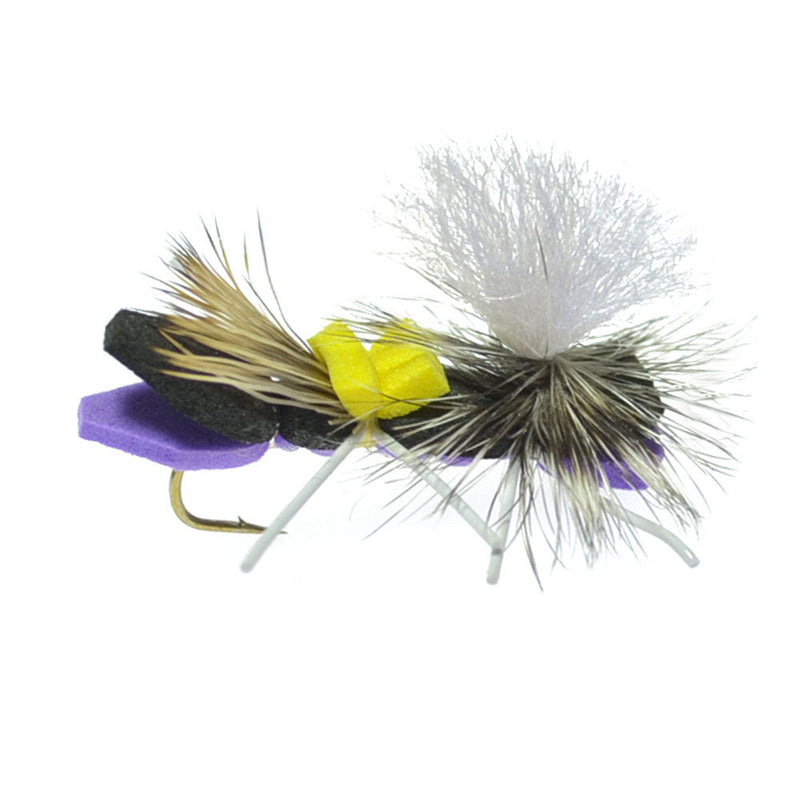 Load image into Gallery viewer, Parachute Chernobyl Ant Purple Foam Body Grasshopper Fly - 1 Dozen Flies Hook Size 10