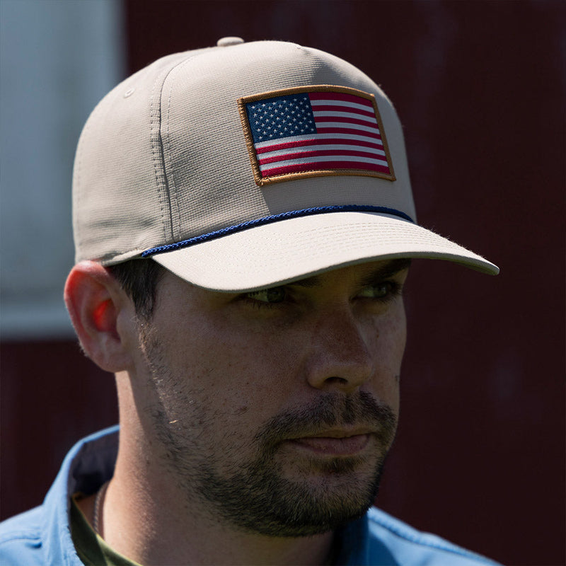 Load image into Gallery viewer, Ridgeline American Flag Trucker Hat Rope Cap