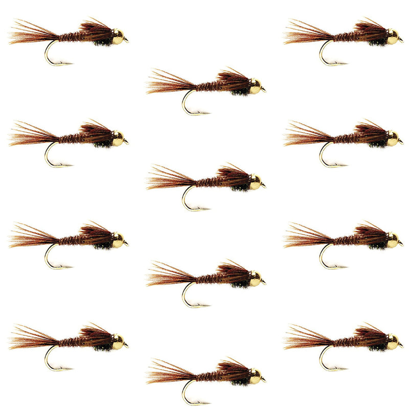 Load image into Gallery viewer, Bead Head Pheasant Tail Nymph 1 Dozen Fly Fishing Flies Size 10