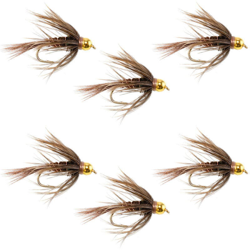 Load image into Gallery viewer, Soft Hackle Bead Head Pheasant Tail Nymph Fly - 6 Flies Size 14