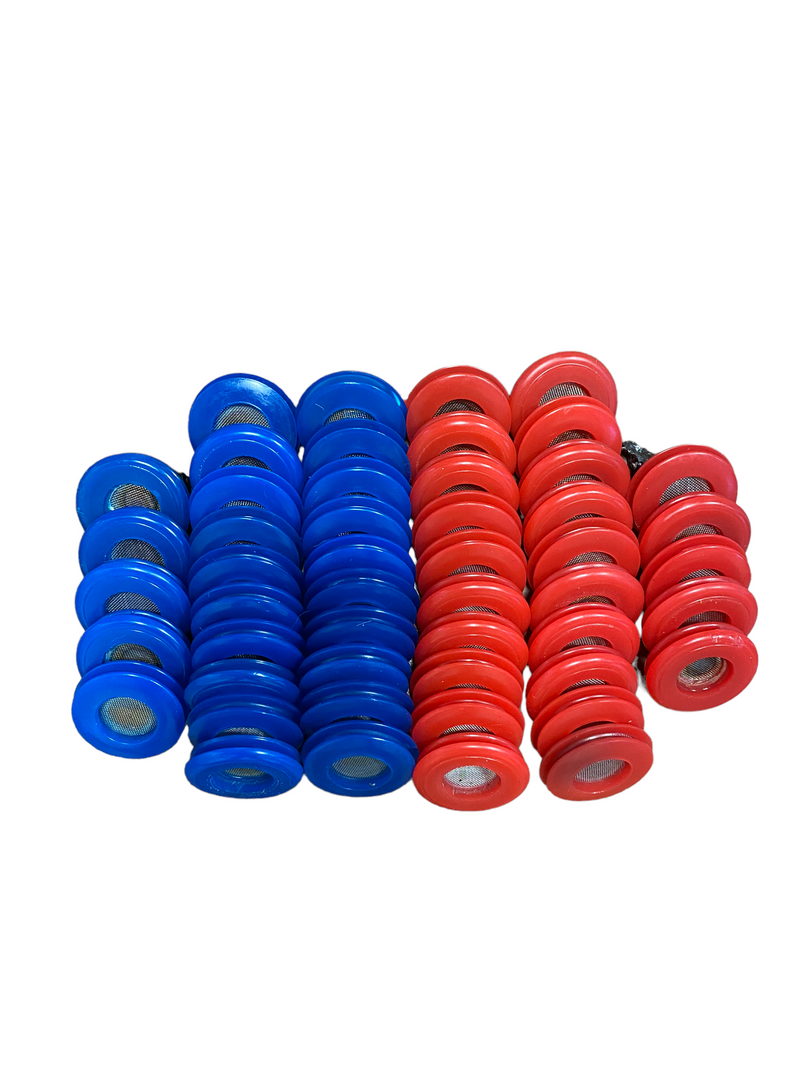Load image into Gallery viewer, 25 Red & 25 Blue Poly Seal With Filter Gladhand 50 PACK | 10017RBF
