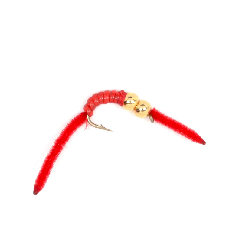 Load image into Gallery viewer, 3 Pack San Juan Double Bead Power Worm Red V-Rib - Hook Size 10