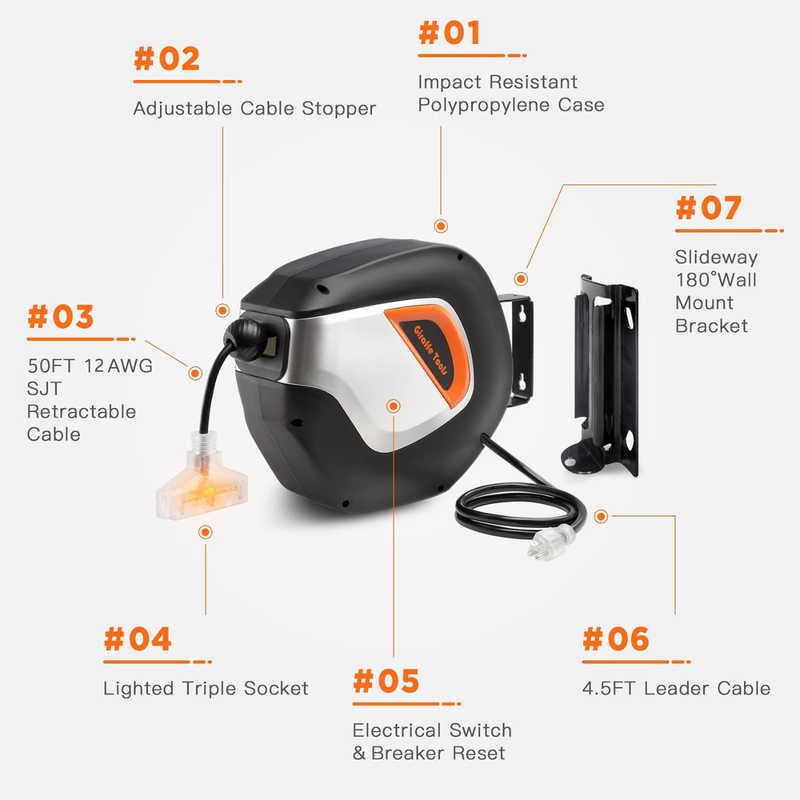 Load image into Gallery viewer, Retractable Extension Cord Reel-12/14/16 AWG