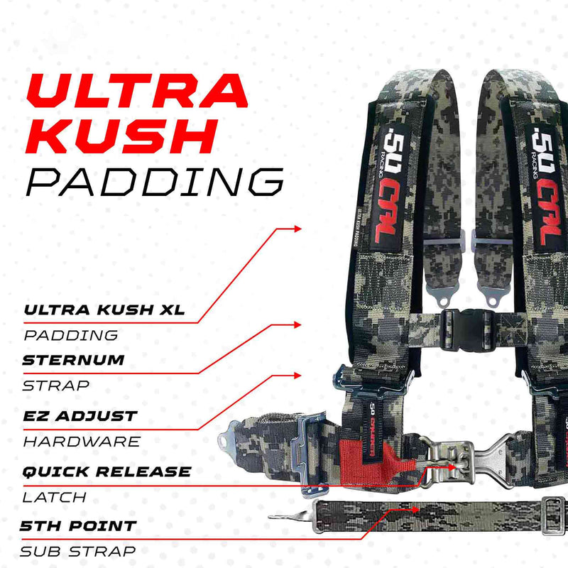 Load image into Gallery viewer, 3" 5 point Pro Series Latch Harness 50 Caliber Racing Harness
