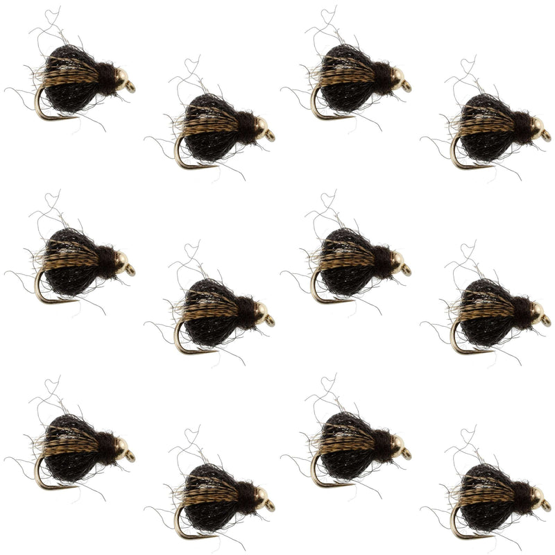 Load image into Gallery viewer, Bead Head LaFontaine Black Deep Sparkle Caddis Pupa - 12 Flies Size 16