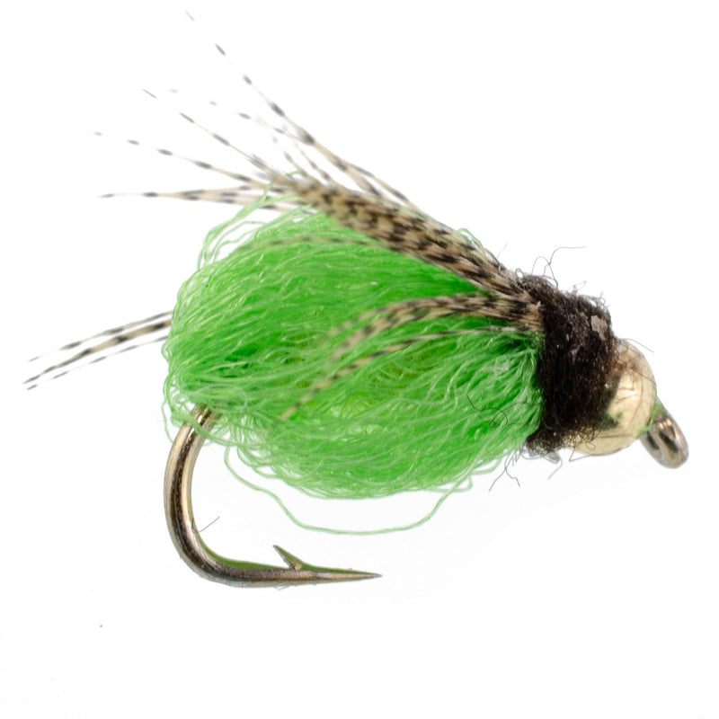 Load image into Gallery viewer, Bead Head LaFontaine Green Deep Sparkle Caddis Pupa - 12 Flies Size 12