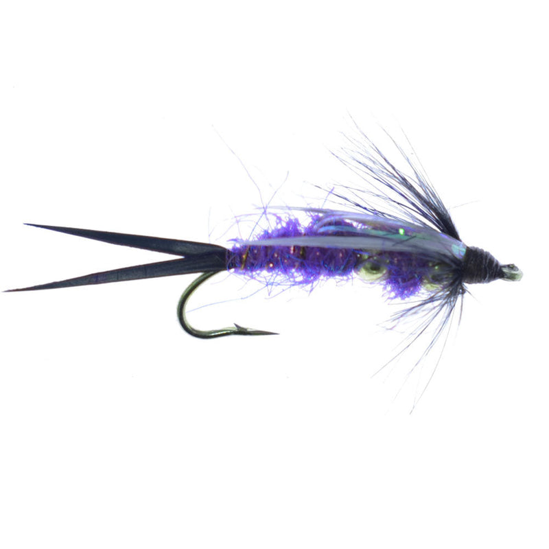 Load image into Gallery viewer, Double Bead Purple Psycho Prince Nymph Fly Fishing Flies - 1 Dozen Flies Hook Size 14