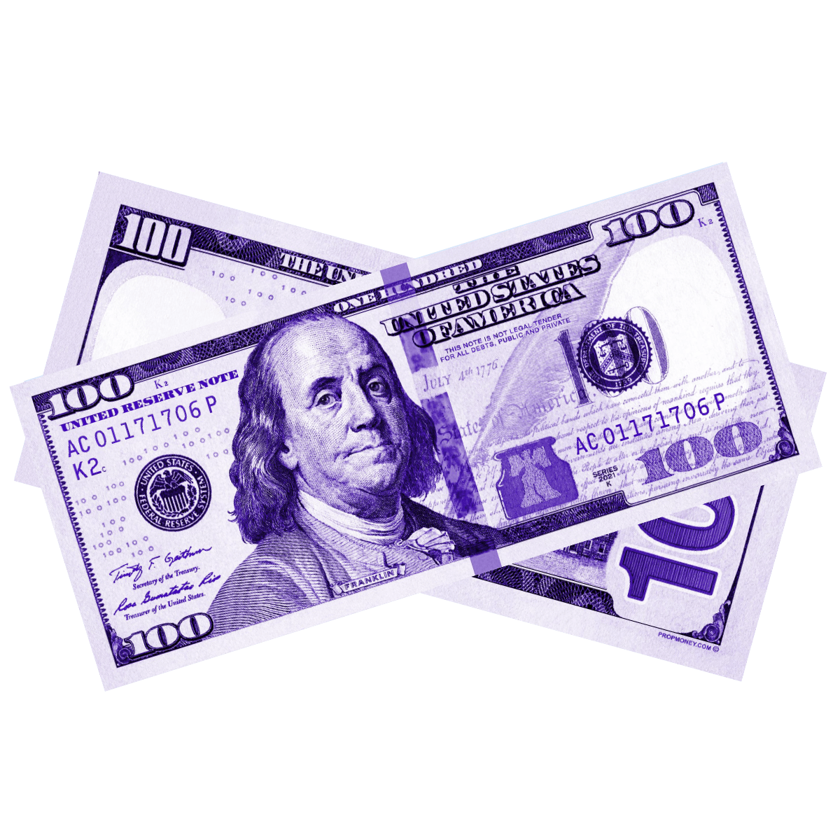 100x $100 New Series Purple Bills