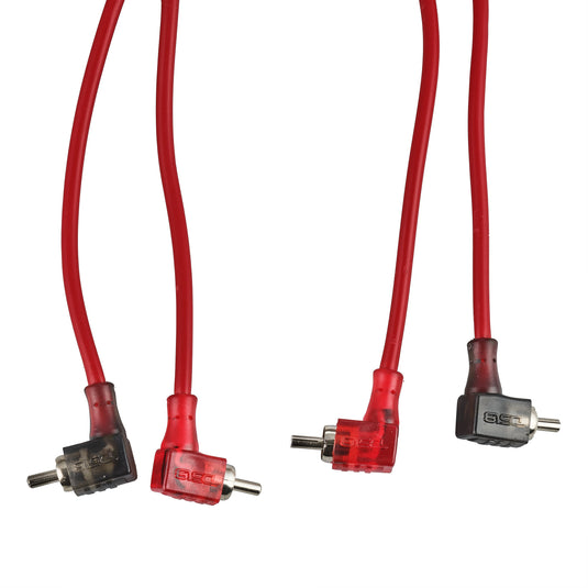 100% OFC Ultra Flex 2-Channel RCA with 90 Degree Ends, Dual Twist Wire, Red Braided Jacket - 12 ft