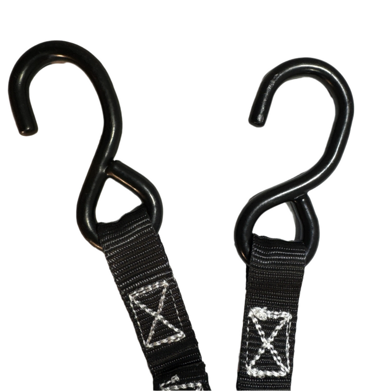 Load image into Gallery viewer, 1" Black Ratchet Strap w/Vinyl S Hook | LENGTH OPTIONS