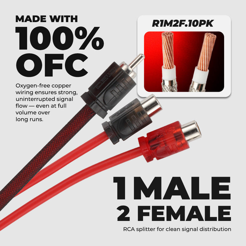Load image into Gallery viewer, Level 2 RCA 100% OFC Y Connector – 1 Male / 2 Female (10-Pack)