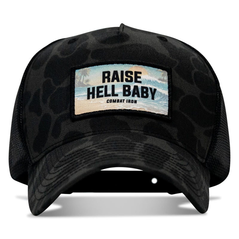 Load image into Gallery viewer, Raise Hell Baby Sunset Patch Snapback Hat
