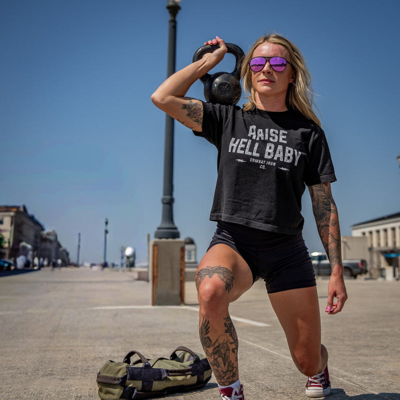 Load image into Gallery viewer, Raise Hell Baby Women's Crop T-Shirt