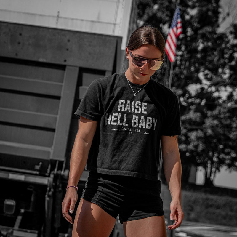 Load image into Gallery viewer, Raise Hell Baby Women's Crop T-Shirt