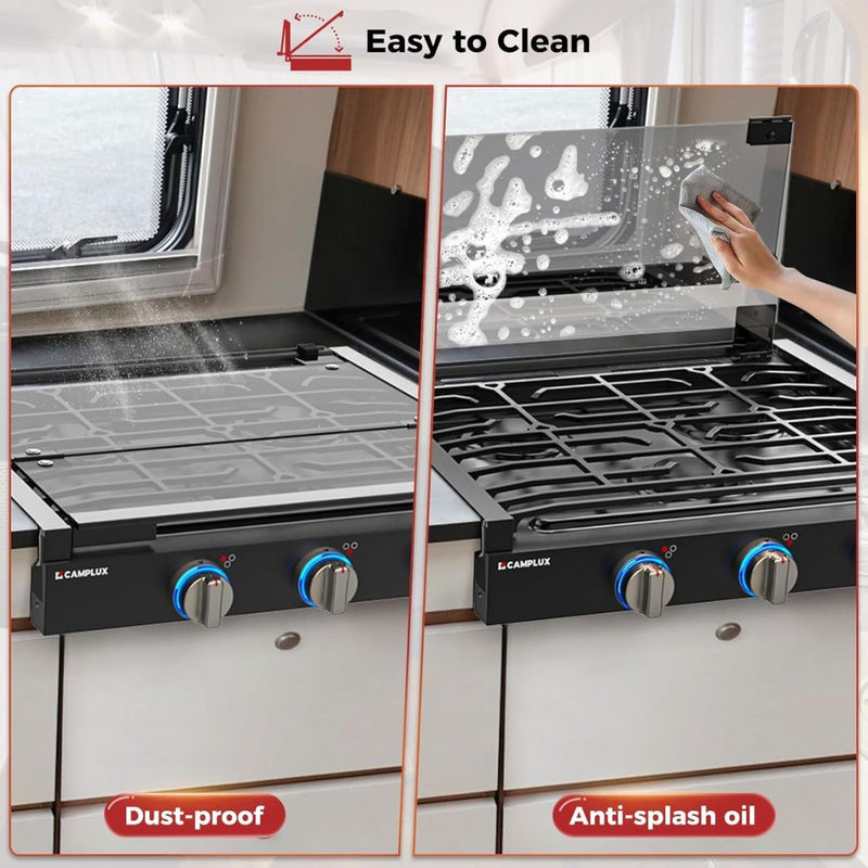 Load image into Gallery viewer, CAMPLUX RV Stove 3 Burners 21,000 BTU, 21 Inches Propane RV Cooktop