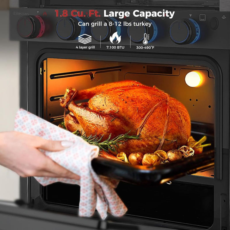 Load image into Gallery viewer, Camplux RV Stove Gas Range Oven w/ 3 Burners Cooktop 21 Inches ELITE