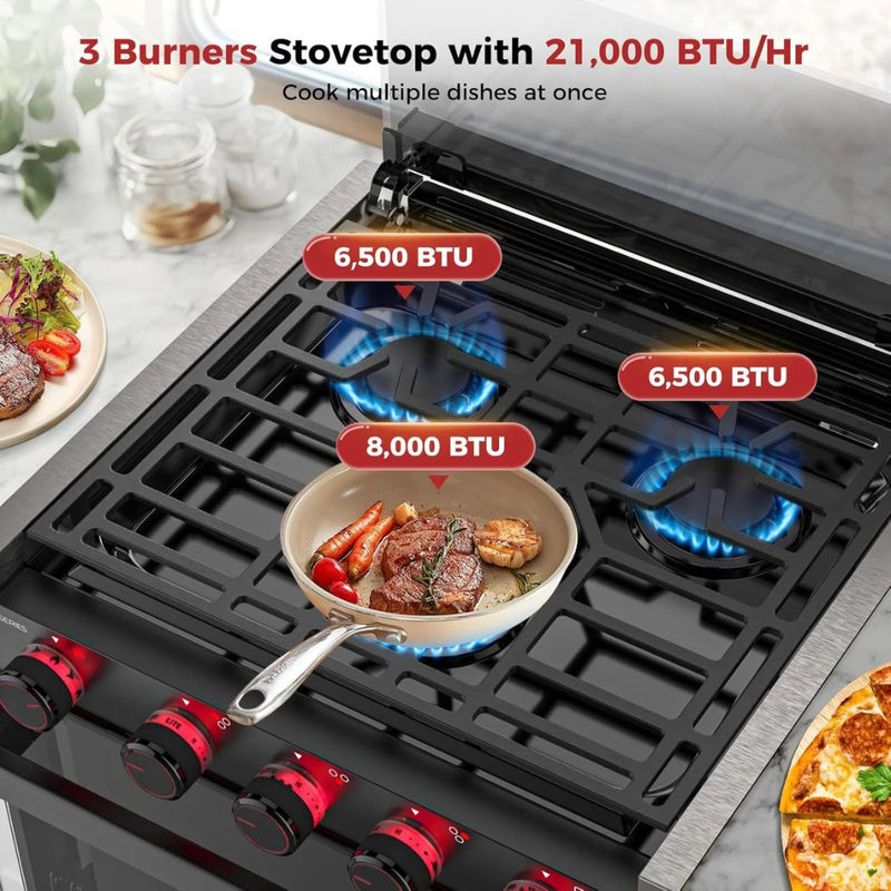 Load image into Gallery viewer, Camplux RV Stove Gas Range Oven w/ 3 Burners Cooktop 21 Inches ELITE