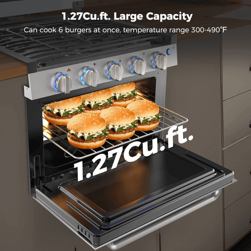 Load image into Gallery viewer, Camplux RV Stove Gas Range Oven w/ 3 Burners Cooktop 17 Inches CLASSIC