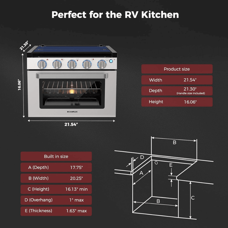 Load image into Gallery viewer, Camplux RV Stove Gas Range Oven w/ 3 Burners Cooktop 17 Inches CLASSIC