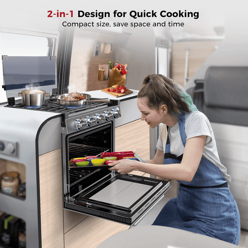 Load image into Gallery viewer, Camplux RV Stove Gas Range Oven w/ 3 Burners Cooktop 21 Inches CLASSIC
